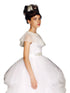 Petite Adele Big Girls Ivory Bead Trim Embellished Ruffle Gathered Cape OS - SophiasStyle.com